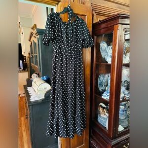 Elegant Black Polka Dot Dress